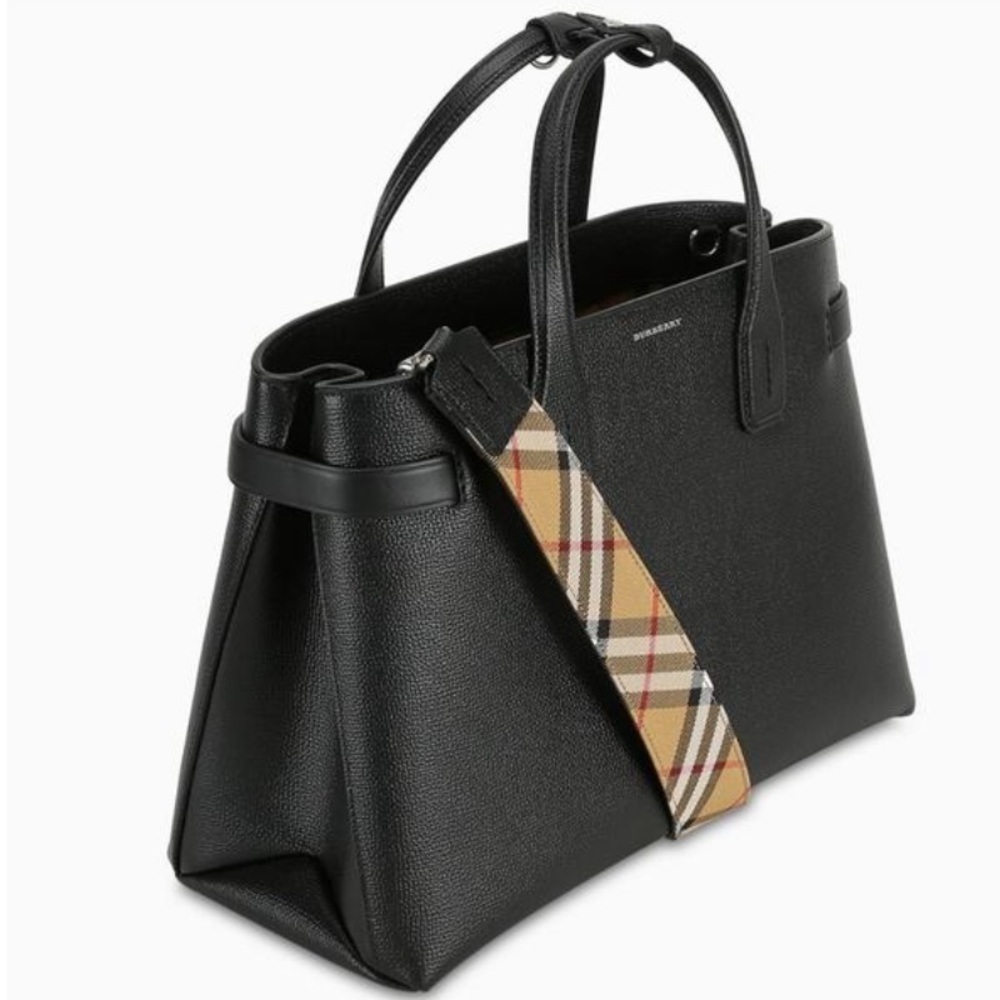 BURBERRY Medium Banner Leather Tote- BLK - Picture 5 of 6